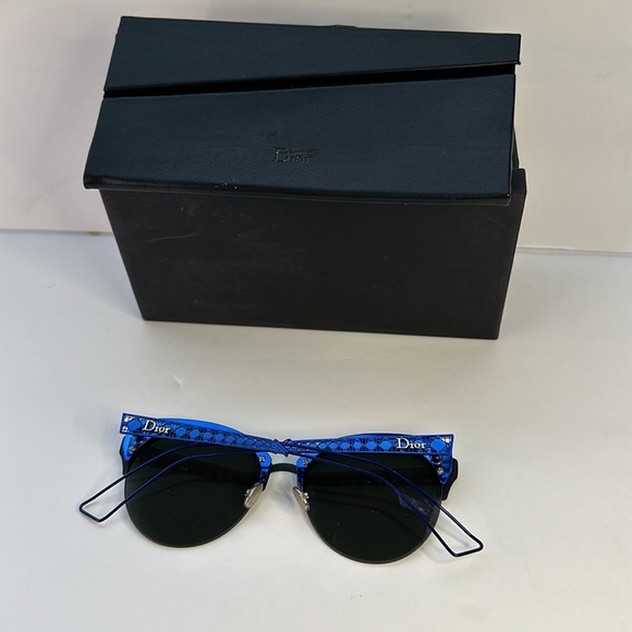 CHRISTIAN DIOR  Metal DioramaClub Sunglasses Black Blue - Picture 16 of 17